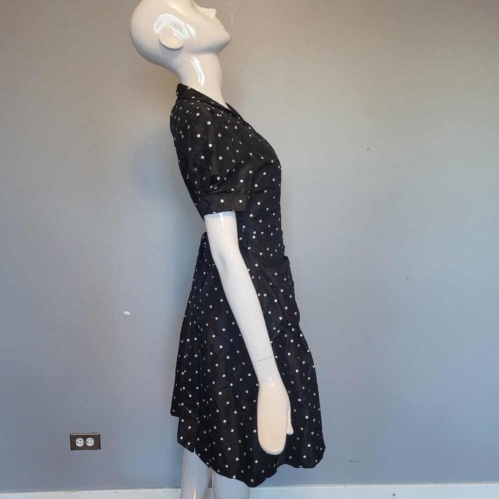 Modcloth Yumi Embroidered Polka Dot Wrap Dress, VGUC, Size L - Picture 4 of 9